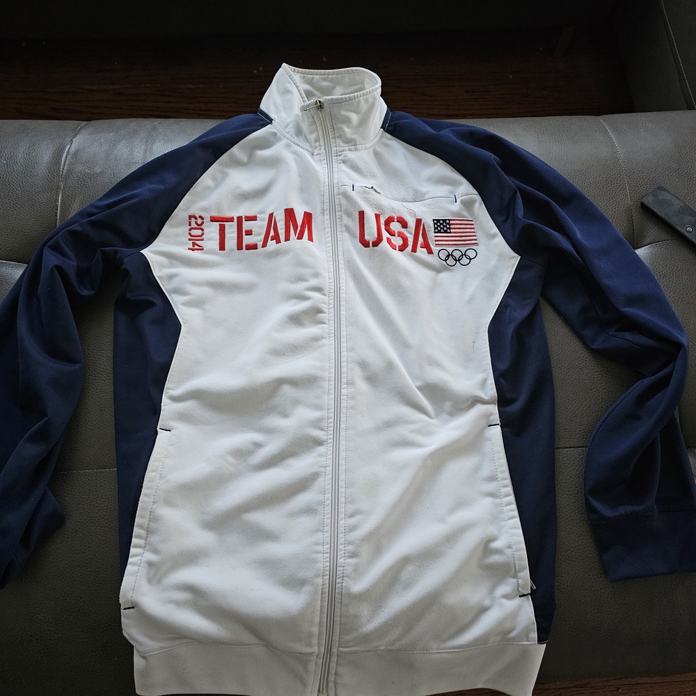 Team USA Apparel White and Red Zip-Up Jacket